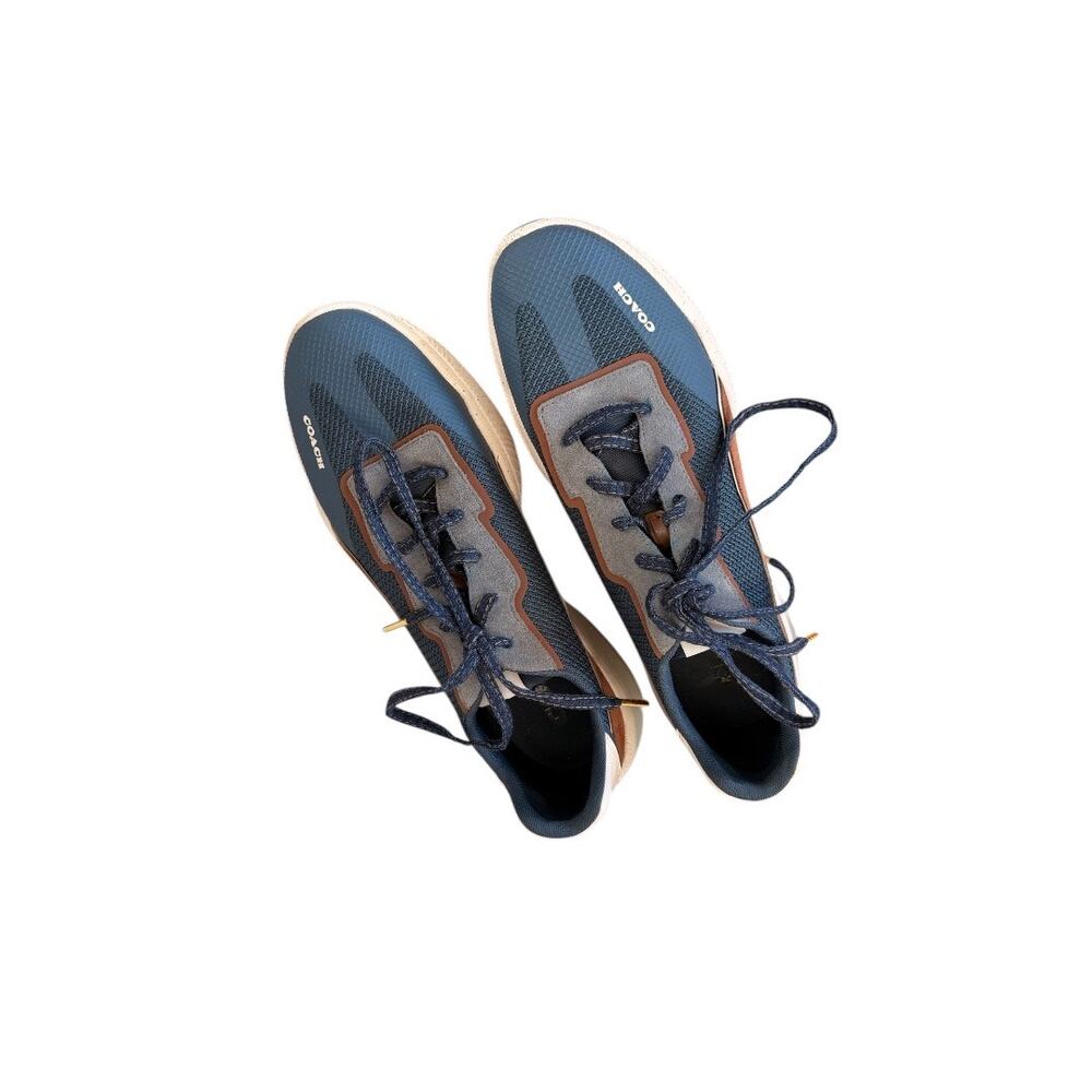 COACH Men’s Tech Runner Sneakers - Blue/Brown Suede - Picture 7 of 10